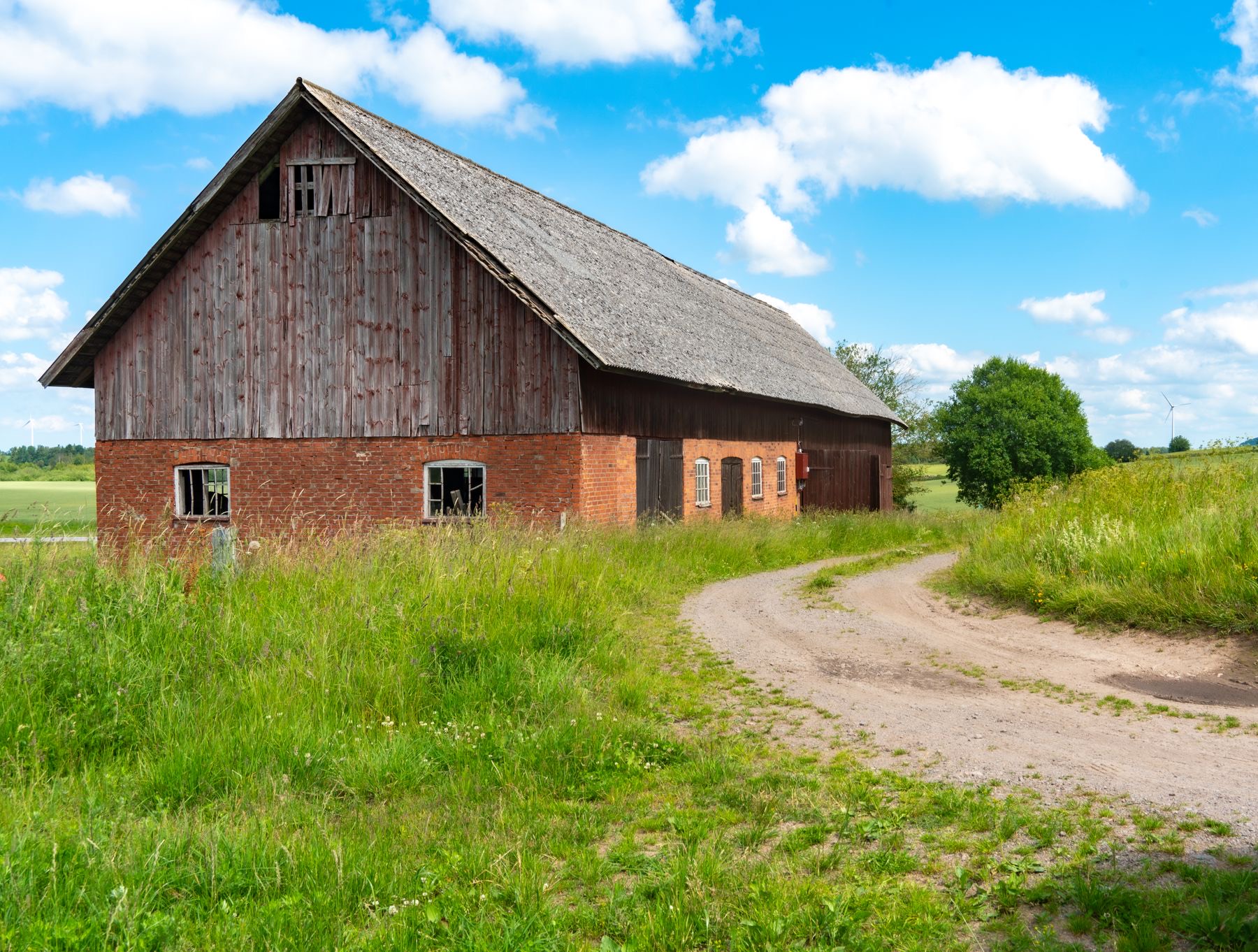 An older timber barn in a paddock, the vernacular the designs draw on